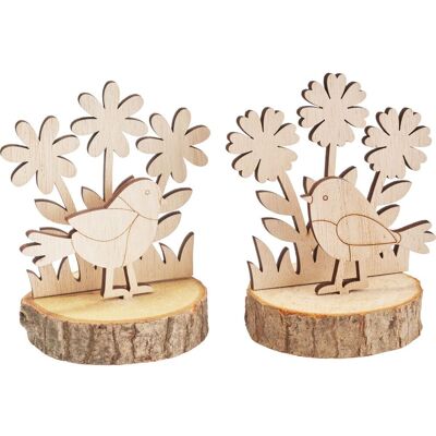 VBS Holzsteckmotiv auf Rindenscheiben "Vögel und Blumen" VBS Holzsteckmotiv auf Rindenscheiben "Vögel und Blumen"