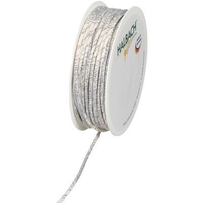 HALBACH Baumwoll Kordel mit Lurex und formbarer Drahtseele - Weiß/Silber HALBACH Baumwoll Kordel mit Lurex und formbarer Drahtseele - Weiß/Silber