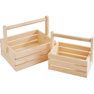 VBS Holzkiste mit Henkel, 2er-Set VBS Holzkiste mit Henkel, 2er-Set