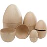 Beige Pappmaché-Eier, teilbar, 5-er Set