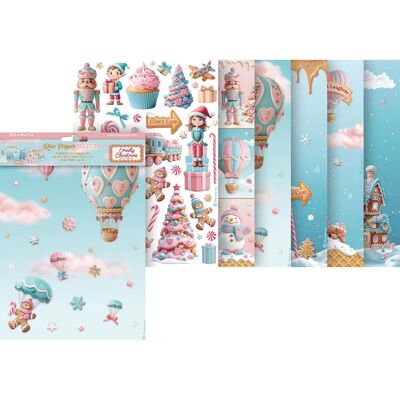 Stamperia Motiv-Strohseiden Sortiment "Candy Christmas", 6er-Set Stamperia Motiv-Strohseiden Sortiment "Candy Christmas", 6er-Set
