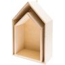 Beige Holzregal "Haus", 2er-Set