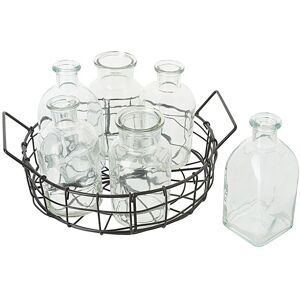 Drahtkorb mit 6 Glasflaschen Drahtkorb mit 6 Glasflaschen