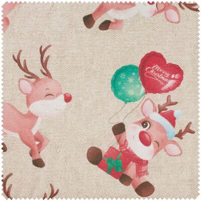 Motiv-Stoff Leinenoptik "Reindeer Rudolph" Motiv-Stoff Leinenoptik "Reindeer Rudolph"