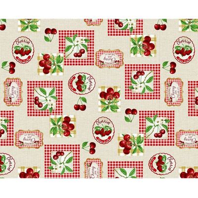 Motiv-Stoff Leinenoptik "Cherries" Motiv-Stoff Leinenoptik "Cherries"