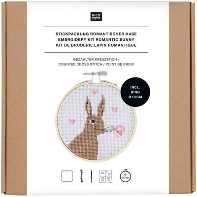 Rico Design GmbH & Co.KG Romantischer Hase Stickset Ø10cm - Bastelset Rico Design GmbH & Co.KG Romantischer Hase Stickset Ø10cm - Bastelset