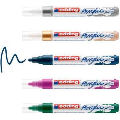 edding 5100 Acrylic "Acrylmarker - Festlich", Mittel, 5er-Set edding 5100 Acrylic "Acrylmarker - Festlich", Mittel, 5er-Set