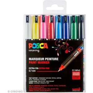 Set de 8 marqueurs à pointe calibrée extra-fine Posca Basic