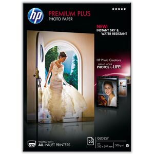 HP Premium Plus Photo Paper - Brillant - A4 (210 x 297 mm) - 300 g/m² - 20 feuille(s) papier photo - pour ENVY 50XX; ENVY Inspire 7255, 79XX; Officejet 52XX, 80XX; Photosmart B110, Wireless B110