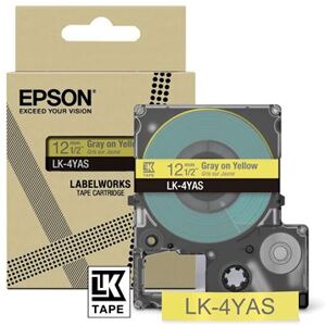 Epson LabelWorks LK-4YAS - Gris sur jaune - Rouleau (1,2 cm x 8 m) 1 cassette(s) boîte de suspension - cartouche de bande - pour LabelWorks LW-C410, LW-C610