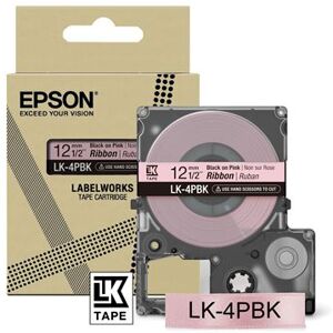 Epson LabelWorks LK-4PBK - Satin - noir sur rose - Rouleau (1,2 cm x 5 m) 1 cassette(s) bande de ruban - pour LabelWorks Cable and Wiring Kit, LW-1000, 600, 700, K400, Z700, Z710, Z900, Safety Kit