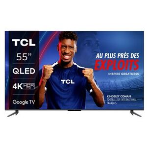 TV QLED TCL 55C645 139 cm 4K UHD Google TV 2023 Aluminium brossé