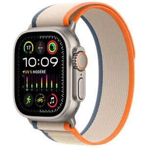 Apple Watch Ultra 2 GPS + Cellular, boîtier en titane de 49 mm avec boucle Trail Orange et Beige M/L