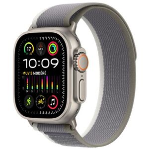 Apple Watch Ultra 2 GPS + Cellular, boîtier en titane de 49 mm avec boucle Trail Vert et Gris S/M