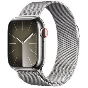 Apple Watch Series 9 GPS + Cellular 41 mm, boîtier en acier inoxydable argenté avec boucle Milanaise argentée