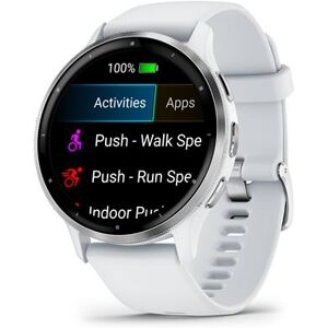 Montre connectée Garmin Venu 3 45mm en acier Silver, boîtier blanc et bracelet en silicone blanc