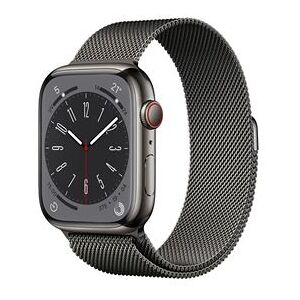 Apple Watch Series 8 GPS + Cellular, boîtier Acier inoxydable graphite 45mm avec Boucle milanaise graphite