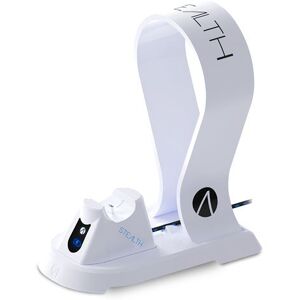 Station de charge Just For Games Stealth SP-C60 V avec stand pour Casque de gaming pour PS5 Blanc