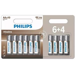 Lot de 10 piles Philips LR06 Alcaline 6+4