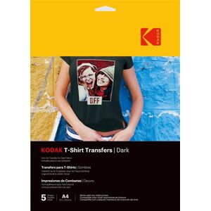 Pack de 5 Feuilles tissus sombres Kodak Tshirt Trans-D pour imprimante jet d'encre