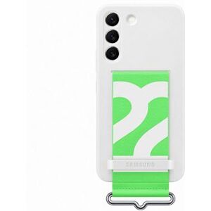 Coque en silicone avec laniere pour Samsung Galaxy S22 Blanc