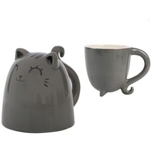 Tasse en céramique Itotal Up Down Chat Gris 300 ml