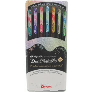 PENTEL - Pochette de 7 Rollers gel Dual Metallic - 2 effets de couleurs