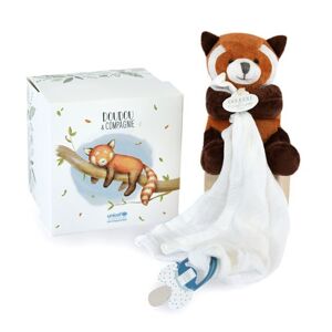 Animal en peluche Doudou et Compagnie Panda Roux avec doudou attache-sucette