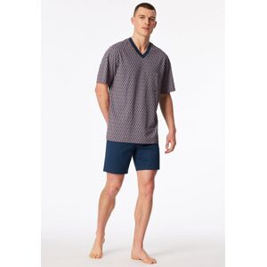 Schiesser Schlafanzug kurz V-Ausschnitt Brusttasche rot gemustert - Comfort Nightwear 64 Schiesser Schlafanzug kurz V-Ausschnitt Brusttasche rot gemustert - Comfort Nightwear 64