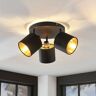 LINDBY Stoff-Deckenlampe Vasilia in Schwarz-Gold, 3-fl.