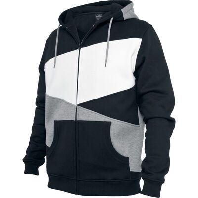 Urban Classics Kapuzenjacke - Zig Zag Zip Hoodie - M bis XXL - für Herren - schwarz/grau/weiß XXL Urban Classics Kapuzenjacke - Zig Zag Zip Hoodie - M bis XXL - für Herren - schwarz/grau/weiß XXL
