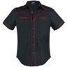 Banned Alternative - Rockabilly Kurzarmhemd - Plain Trim - S bis 5XL - für Herren - schwarz/rot