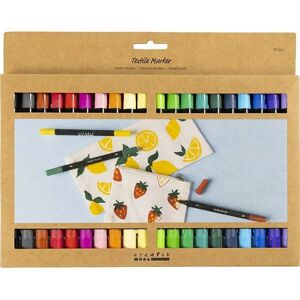 Creativ Company Textil-Marker, Standard-Farben, Strichstärke 2,3+3,6 mm, 20er Set Creativ Company Textil-Marker, Standard-Farben, Strichstärke 2,3+3,6 mm, 20er Set