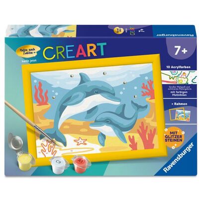 Ravensburger Verlag GmbH CreArt, Malen nach Zahlen Kinder - Verspielte Delfine Ravensburger Verlag GmbH CreArt, Malen nach Zahlen Kinder - Verspielte Delfine
