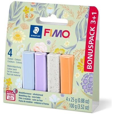 STAEDTLER Modelliermasse Set Fimo Spring, 4 Farben sortiert Frühling, 1 davon gratis, ofenhärtend STAEDTLER Modelliermasse Set Fimo Spring, 4 Farben sortiert Frühling, 1 davon gratis, ofenhärtend