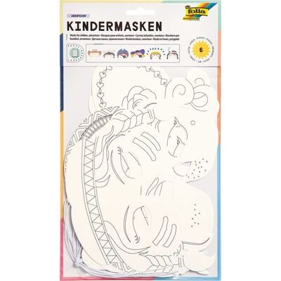 folia Kindermasken Abenteuer zum Ausmalen aus Pappe 6 Stück folia Kindermasken Abenteuer zum Ausmalen aus Pappe 6 Stück