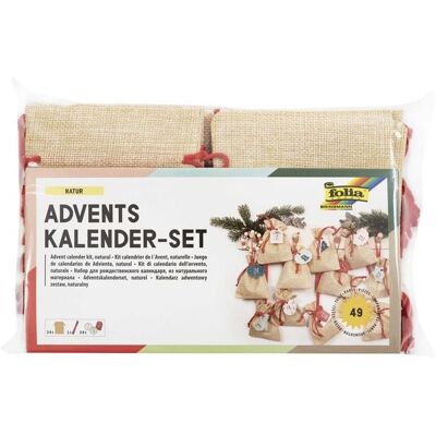 Folia Adventskalender-Set NATUR, Beutel in Juteoptik, 49-teilig, Beutelgröße 10x13cm, Farbe natur Folia Adventskalender-Set NATUR, Beutel in Juteoptik, 49-teilig, Beutelgröße 10x13cm, Farbe natur