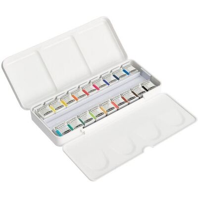 Schmincke AKADEMIE Aquarell Malkasten, Kunststoffset, 18 x 1/2 Näpfchen mit Gummiband Schmincke AKADEMIE Aquarell Malkasten, Kunststoffset, 18 x 1/2 Näpfchen mit Gummiband