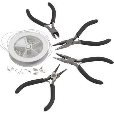 Creativ Company Schmuck-Bastelset mit Werkzeug, versilbert, 1 Set Creativ Company Schmuck-Bastelset mit Werkzeug, versilbert, 1 Set