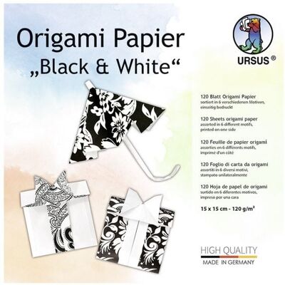 Ludwig Bähr URSUS Falten Origami Papier Black & White, 15 x 15 cm, 120 Blatt Ludwig Bähr URSUS Falten Origami Papier Black & White, 15 x 15 cm, 120 Blatt