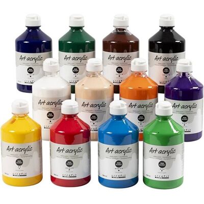 Creativ Company Acrylfarbe, Mattglänzend, Standard-Farben, 12x500 ml Creativ Company Acrylfarbe, Mattglänzend, Standard-Farben, 12x500 ml