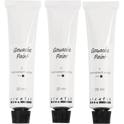 Creativ Company Gouachefarbe, Weiß, 3x20 ml Creativ Company Gouachefarbe, Weiß, 3x20 ml