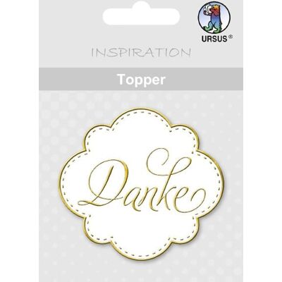 Buntpapierfabrik Ludwig Bähr URSUS 8 Topper "Danke", weiß/gold Buntpapierfabrik Ludwig Bähr URSUS 8 Topper "Danke", weiß/gold