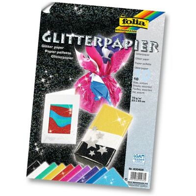 folia Glitterpapier 70g/m² 23x33cm 10 Blatt folia Glitterpapier 70g/m² 23x33cm 10 Blatt
