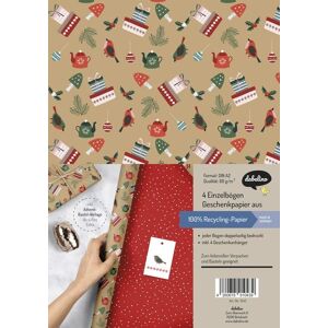 Dabelino Geschenkpapier Set Weihnachten: Modernes Ornamente-Muster