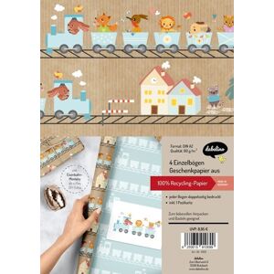 Dabelino - Eisenbahn - 4x - DIN A2 - Recyclingpapier Geschenkpapier-Set Dabelino - Eisenbahn - 4x - DIN A2 - Recyclingpapier Geschenkpapier-Set