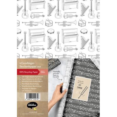 Dabelino Geschenkpapier-Set: Musik, Instrumente, Noten Dabelino Geschenkpapier-Set: Musik, Instrumente, Noten