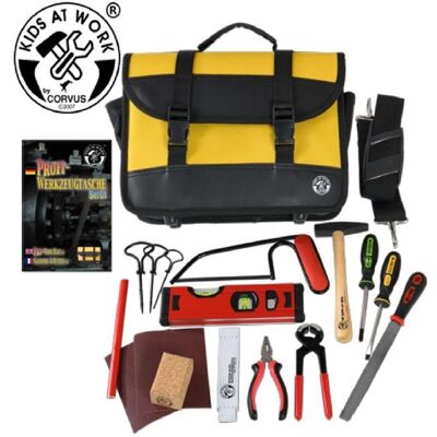 Corvus A600187 - Kids at work, Profi-Werkzeugtasche Set 01, gelb/schwarz, mit Werkzeug Corvus A600187 - Kids at work, Profi-Werkzeugtasche Set 01, gelb/schwarz, mit Werkzeug