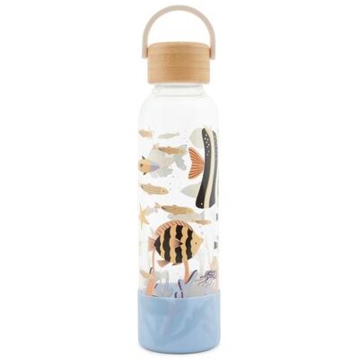 Thalia Trinkflasche aus Glas mit Silikoncover, "Blue Ocean" Thalia Trinkflasche aus Glas mit Silikoncover, "Blue Ocean"