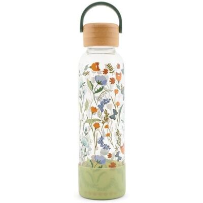 Thalia Trinkflasche aus Glas mit Silikoncover, "Green Meadow" Thalia Trinkflasche aus Glas mit Silikoncover, "Green Meadow"